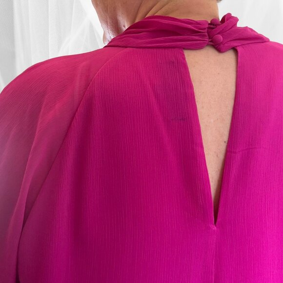 Rachel Rachel Roy Fuchsia Pleated Mock-Neck Blouse – Size 2X - Picture 3 of 9